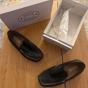 Steve Madden Novo Black Leather Driving Loafers Men’s 8.5 NWB Slip On